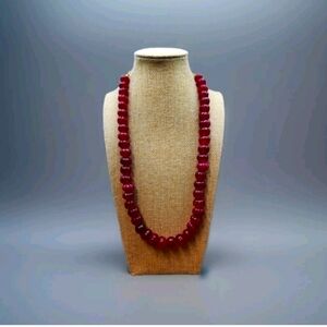 Carved ruby red necklace, Aprilsplace you Choose length